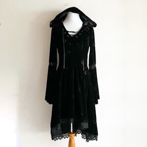 Spirit Small Celestial Coven Hooded Velvet Dress Black Halloween Vampire Witch
